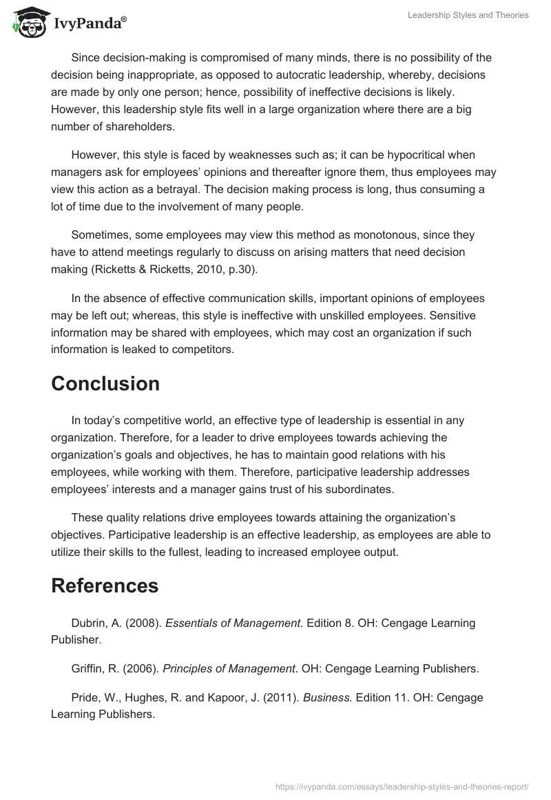 Leadership Styles and Theories. Page 4