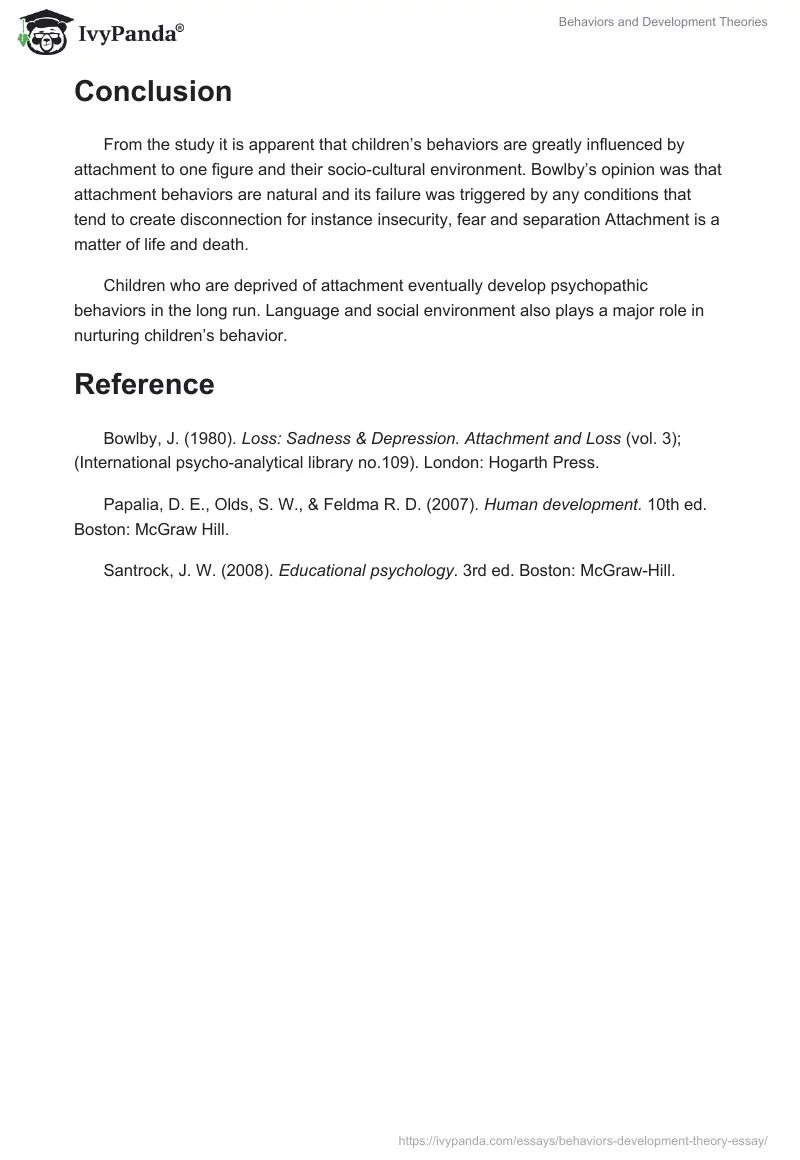 Behaviors and Development Theories. Page 3