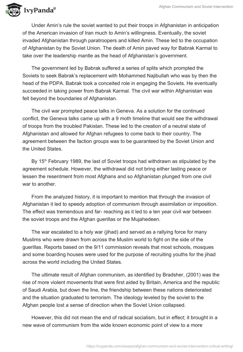 Afghan Communism and Soviet Intervention. Page 2