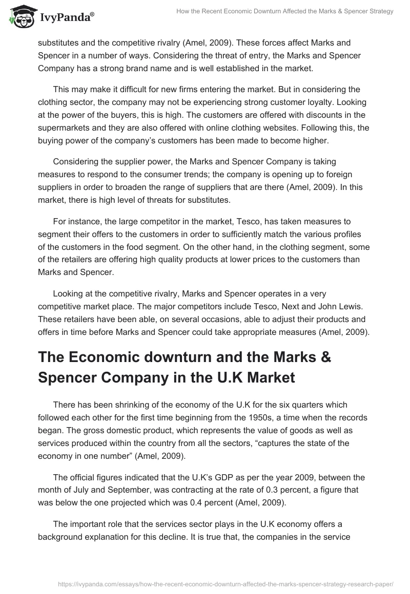 How the Recent Economic Downturn Affected the Marks & Spencer Strategy. Page 3
