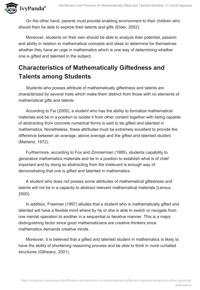 Identification and Provision for Mathematically Gifted Students. Page 4