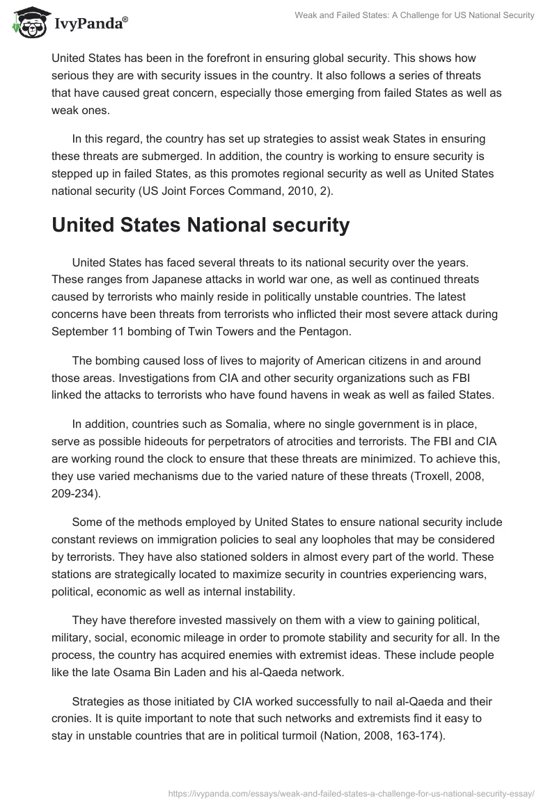 Weak and Failed States: A Challenge for US National Security. Page 2