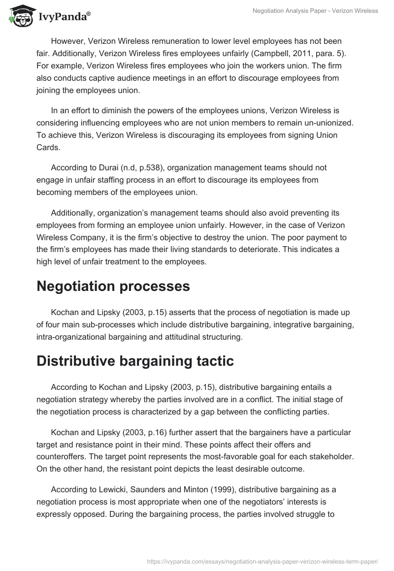 Negotiation Analysis Paper - Verizon Wireless. Page 3