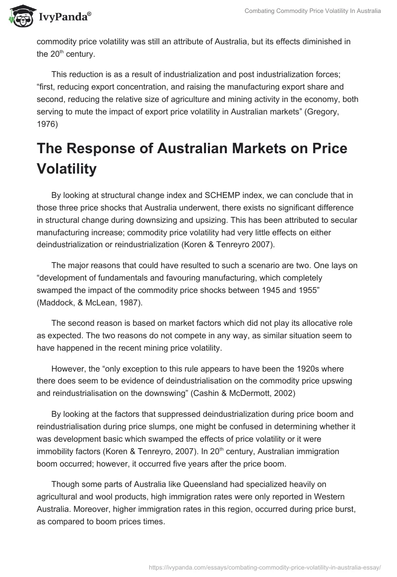 Combating Commodity Price Volatility In Australia. Page 3