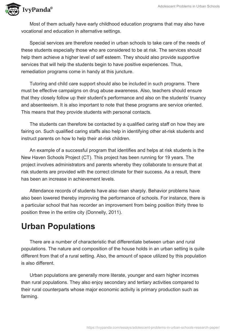 Adolescent Problems in Urban Schools. Page 4