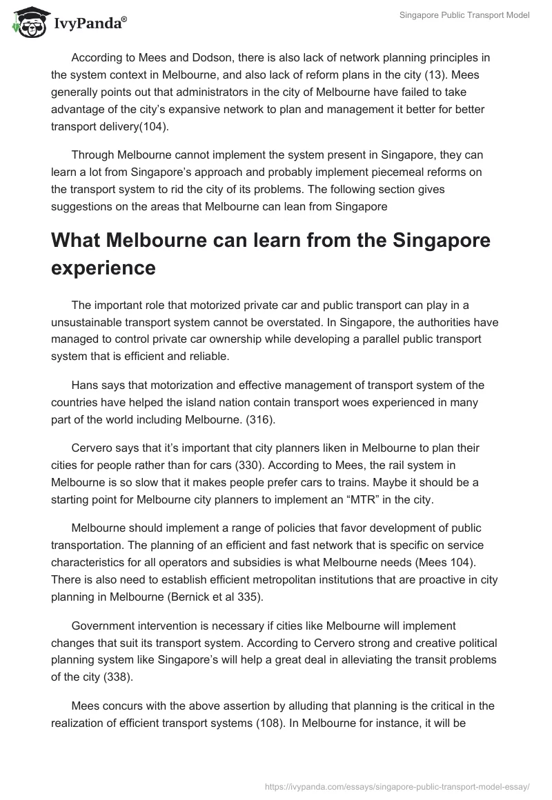 Singapore Public Transport Model. Page 3