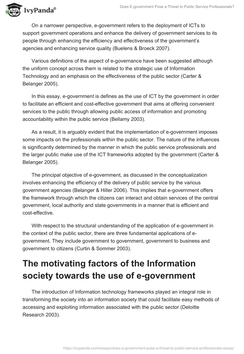 Does E-government Pose a Threat to Public Service Professionals?. Page 2