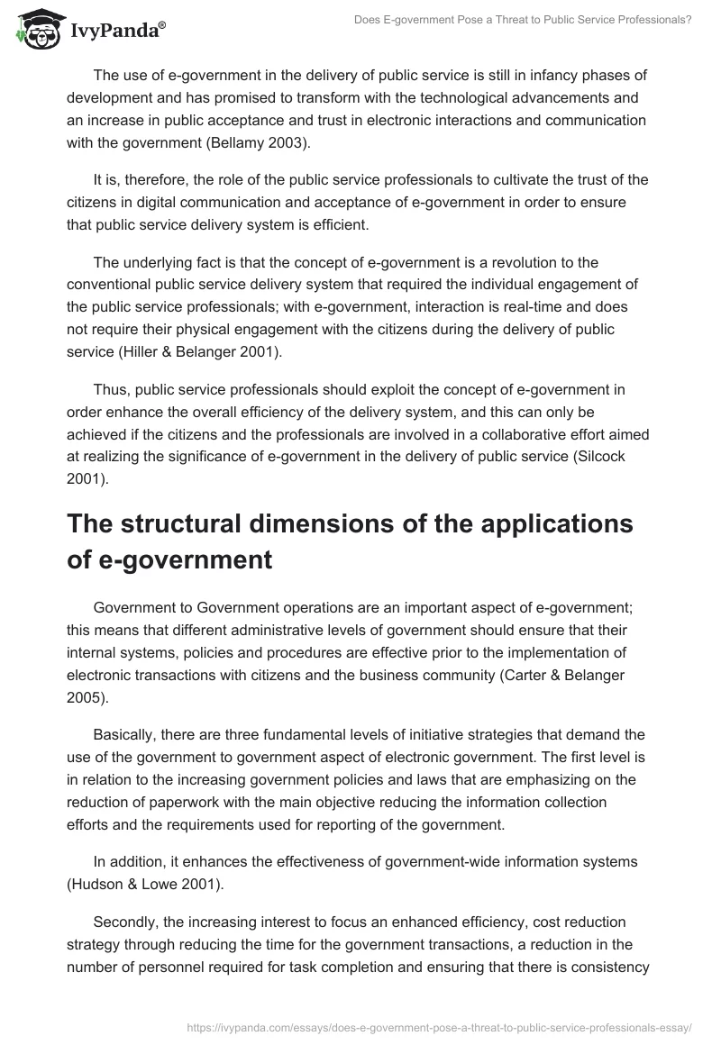 Does E-government Pose a Threat to Public Service Professionals?. Page 4