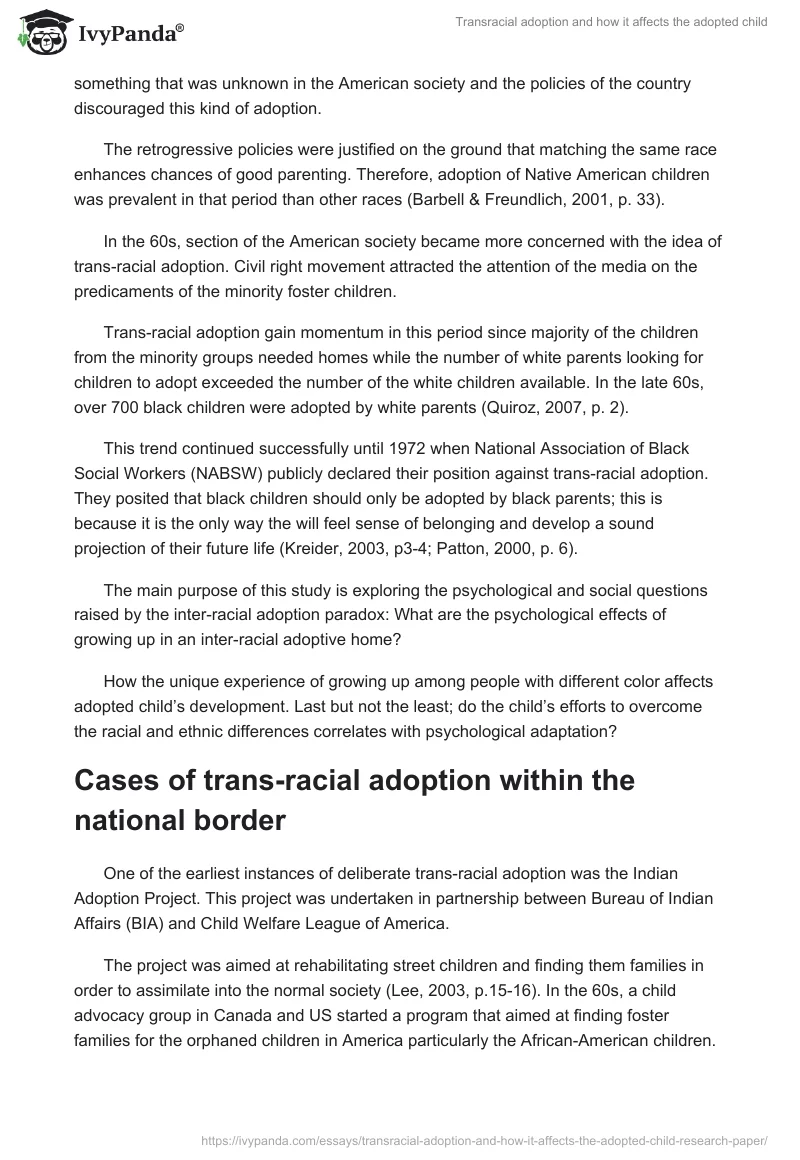 Transracial adoption and how it affects the adopted child. Page 2