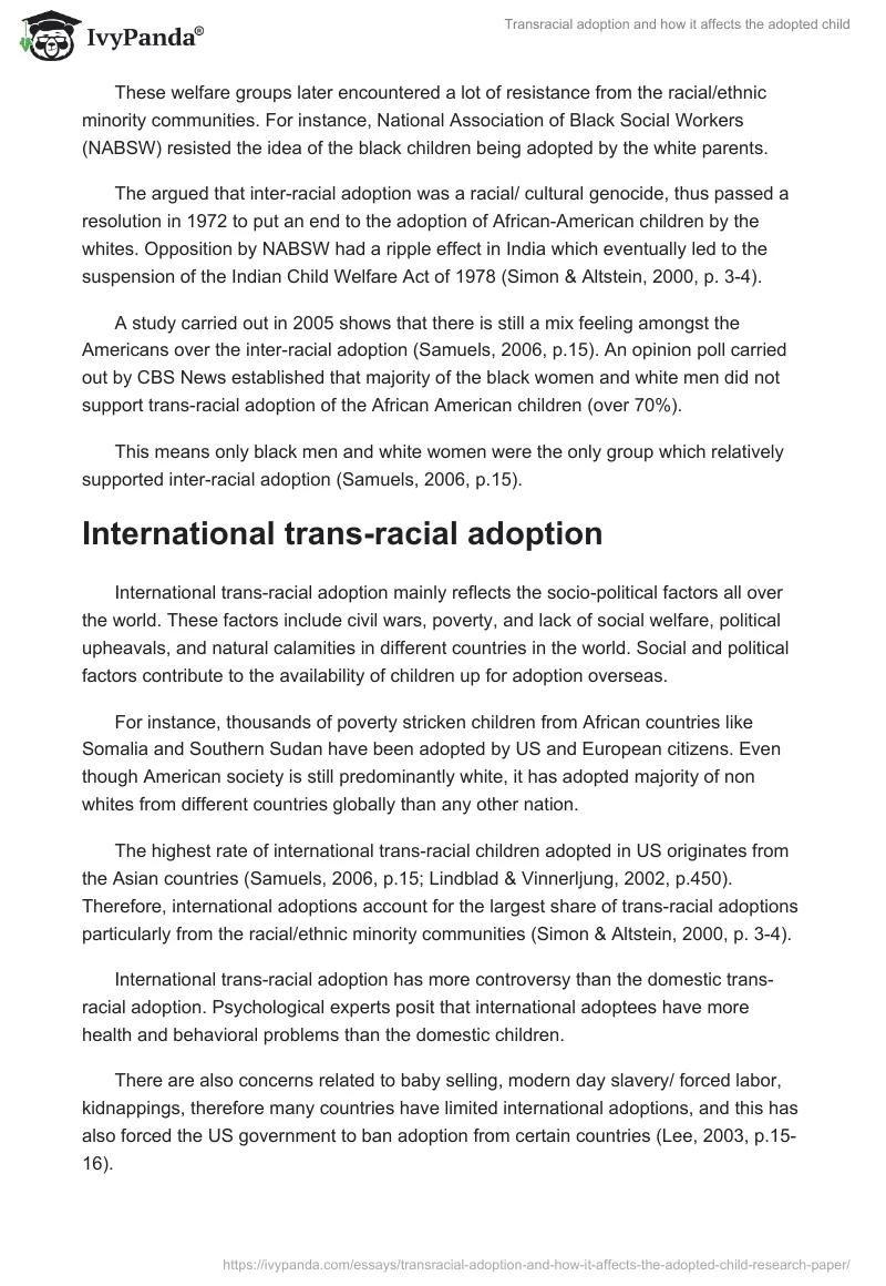Transracial adoption and how it affects the adopted child. Page 3
