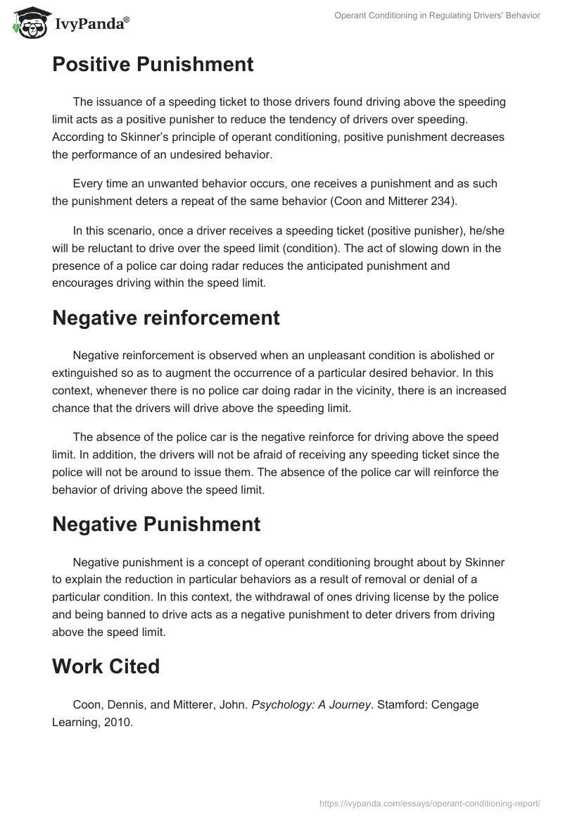 Operant Conditioning in Regulating Drivers' Behavior. Page 2