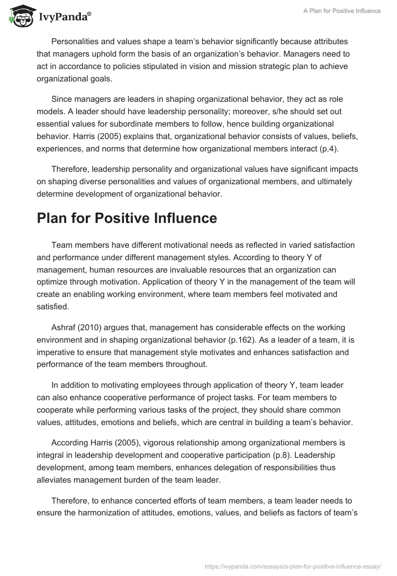 A Plan for Positive Influence. Page 3