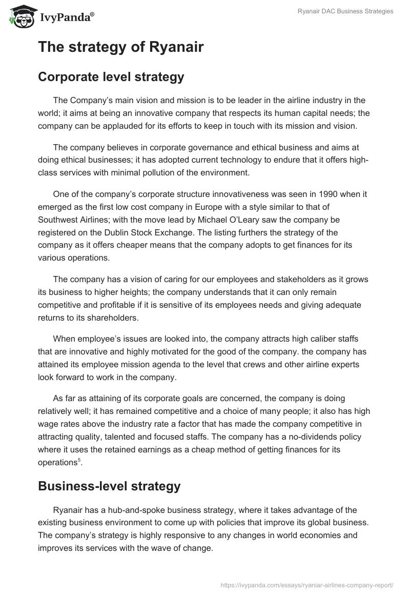 Ryanair DAC Business Strategies. Page 3