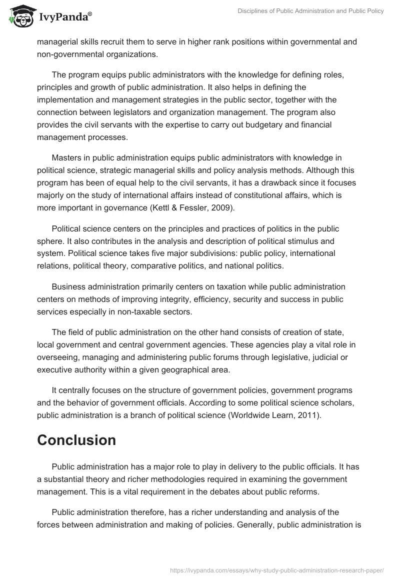 Disciplines of Public Administration and Public Policy. Page 2