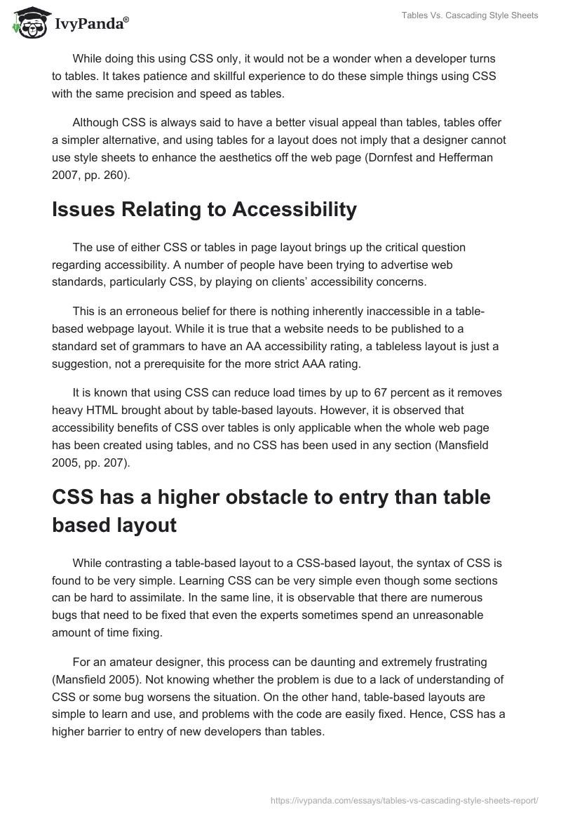 Tables Vs. Cascading Style Sheets. Page 2