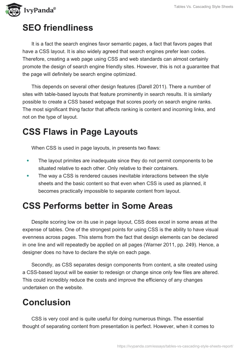 Tables Vs. Cascading Style Sheets. Page 3