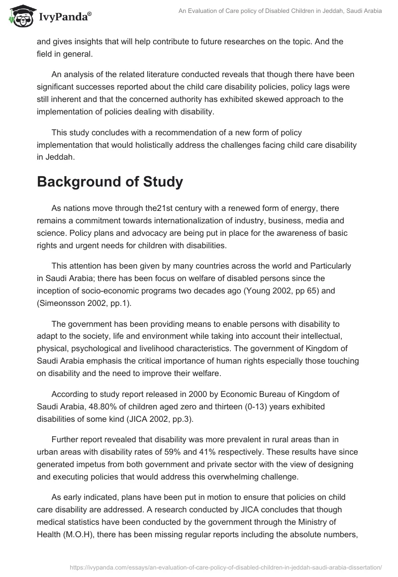 An Evaluation of Care policy of Disabled Children in Jeddah, Saudi Arabia. Page 2