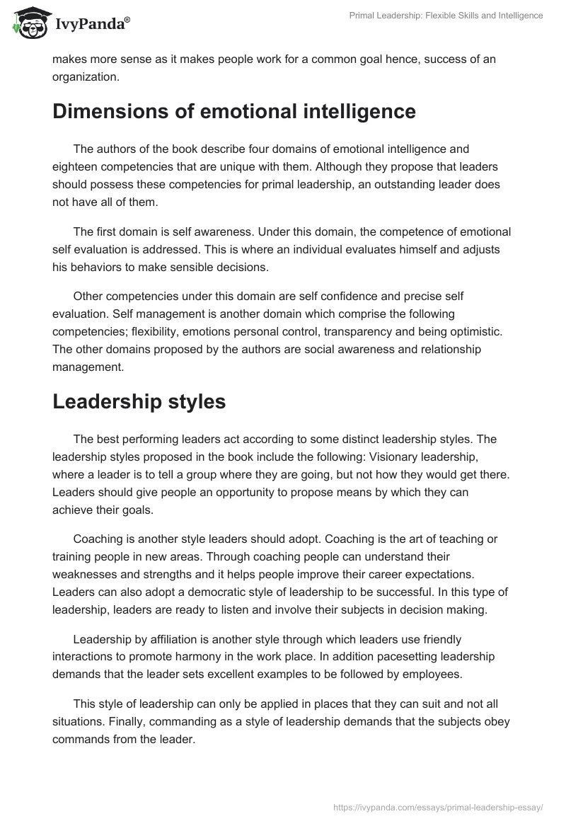 Primal Leadership: Flexible Skills and Intelligence. Page 4