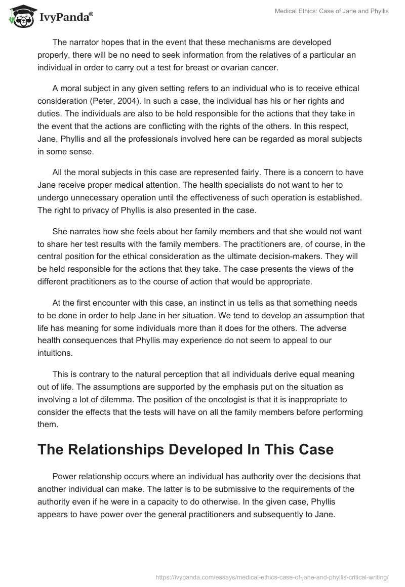 Medical Ethics: Case of Jane and Phyllis. Page 3