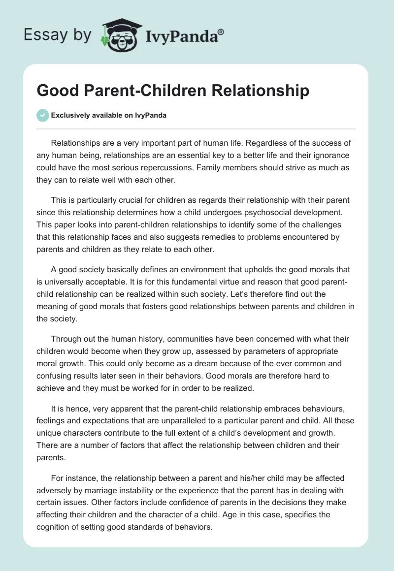 parents relationship essay