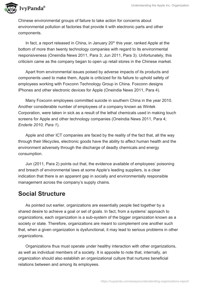 Understanding the Apple Inc. Organization. Page 3