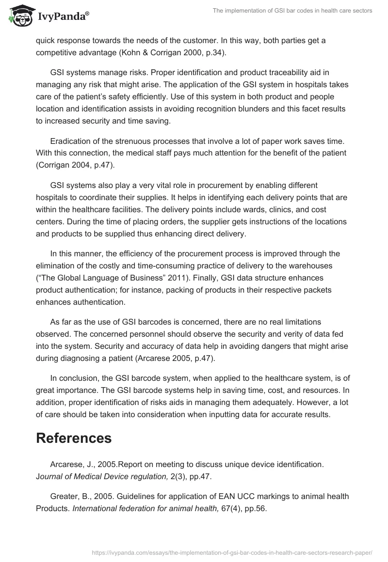 The implementation of GSI bar codes in health care sectors. Page 2