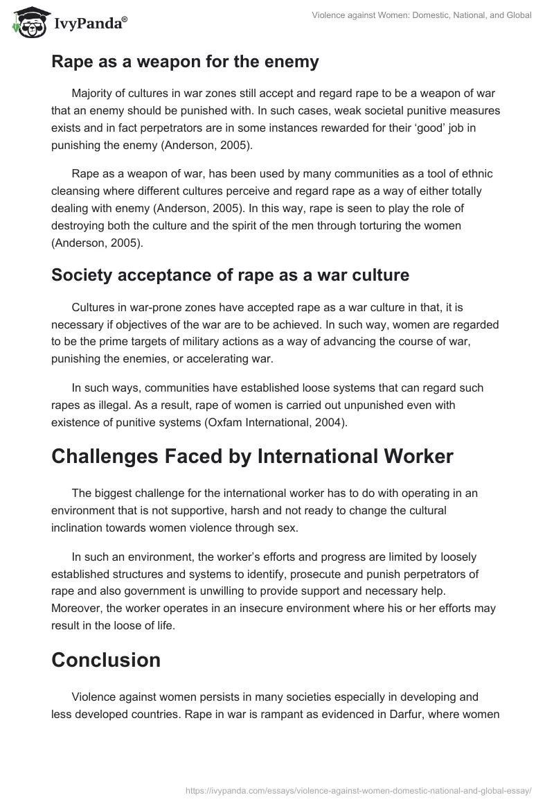 Violence against Women: Domestic, National, and Global. Page 3