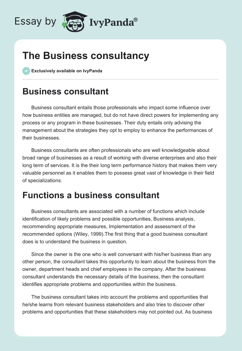 The Business consultancy. Page 1