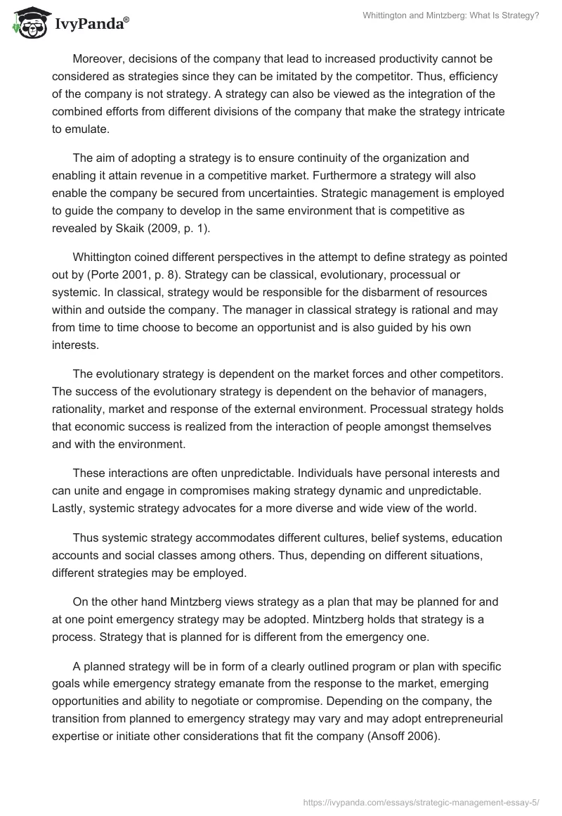 Whittington and Mintzberg: What Is Strategy?. Page 2