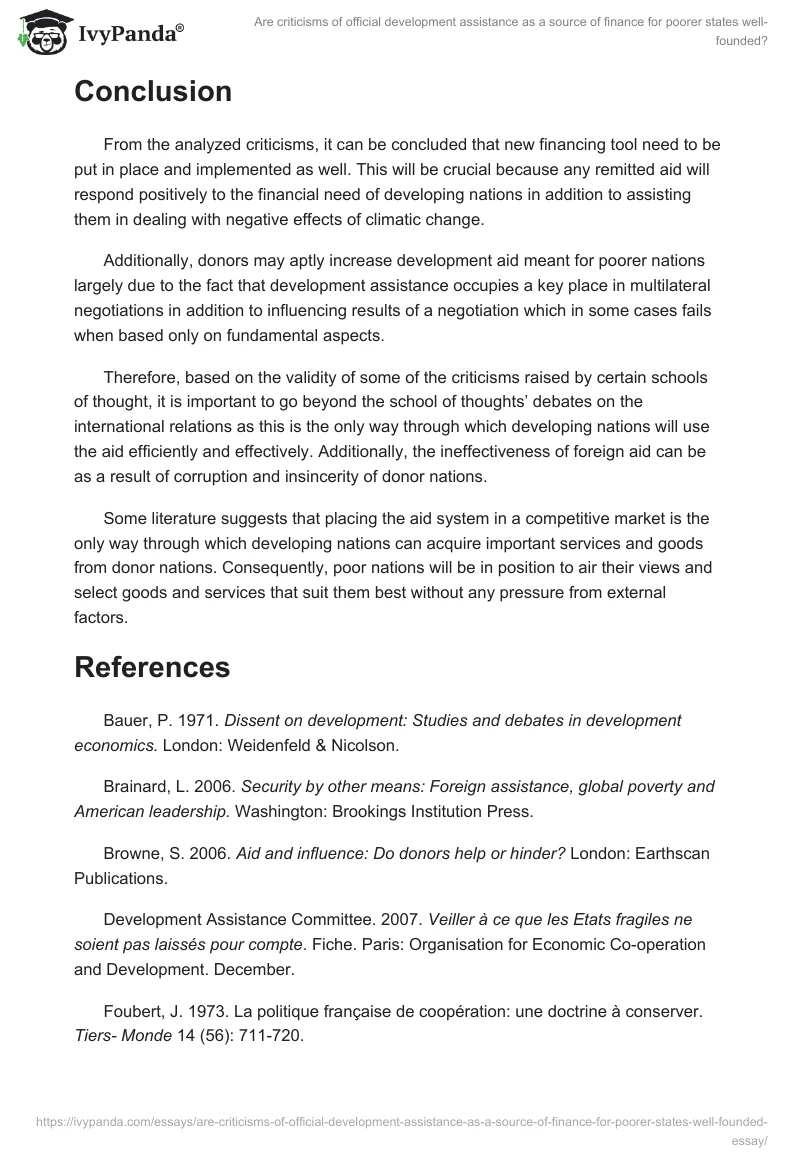 Are criticisms of official development assistance as a source of finance for poorer states well-founded?. Page 5