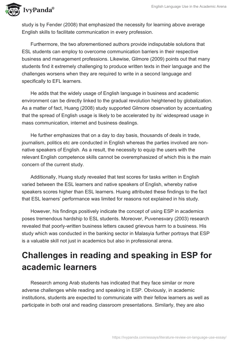 English Language Use in the Academic Arena. Page 3