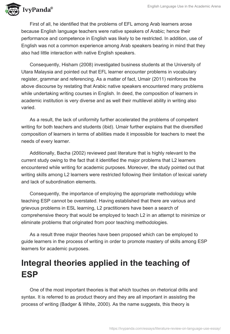 English Language Use in the Academic Arena. Page 5