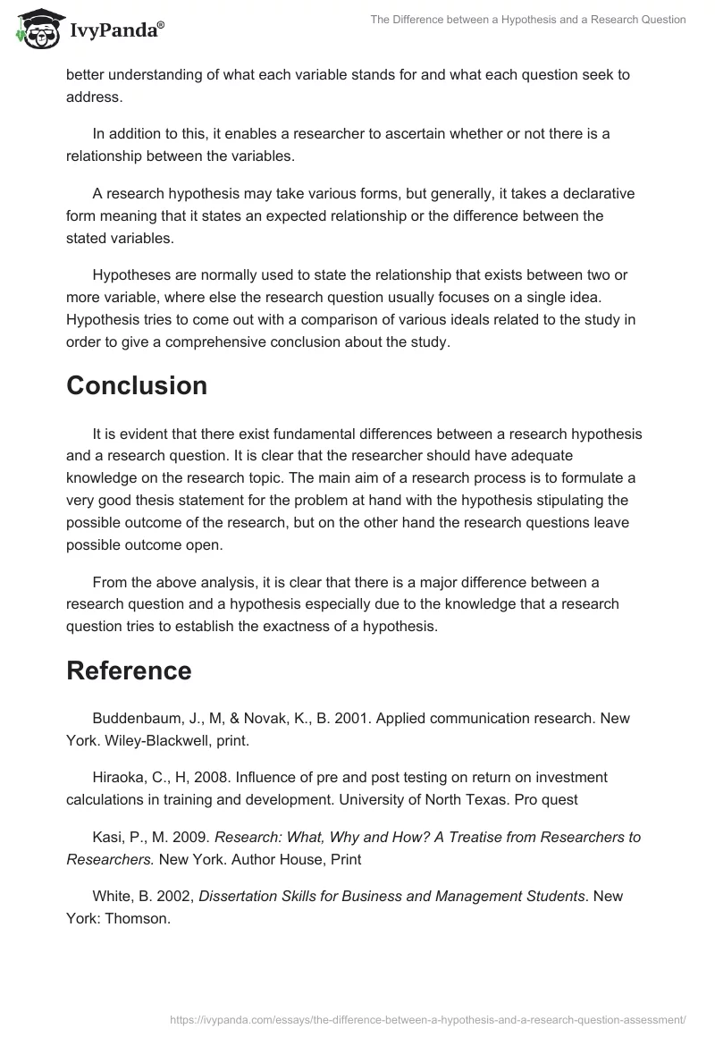 The Difference between a Hypothesis and a Research Question. Page 2