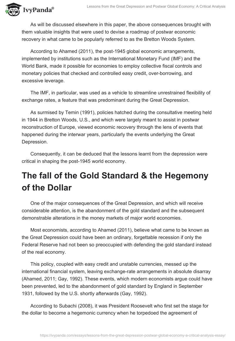 Lessons From the Great Depression and Postwar Global Economy: A Critical Analysis. Page 3