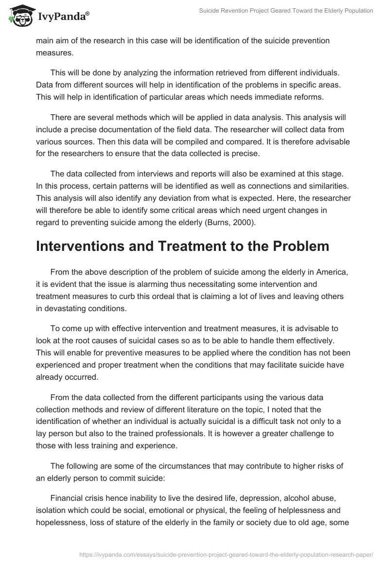 Suicide Revention Project Geared Toward the Elderly Population. Page 4