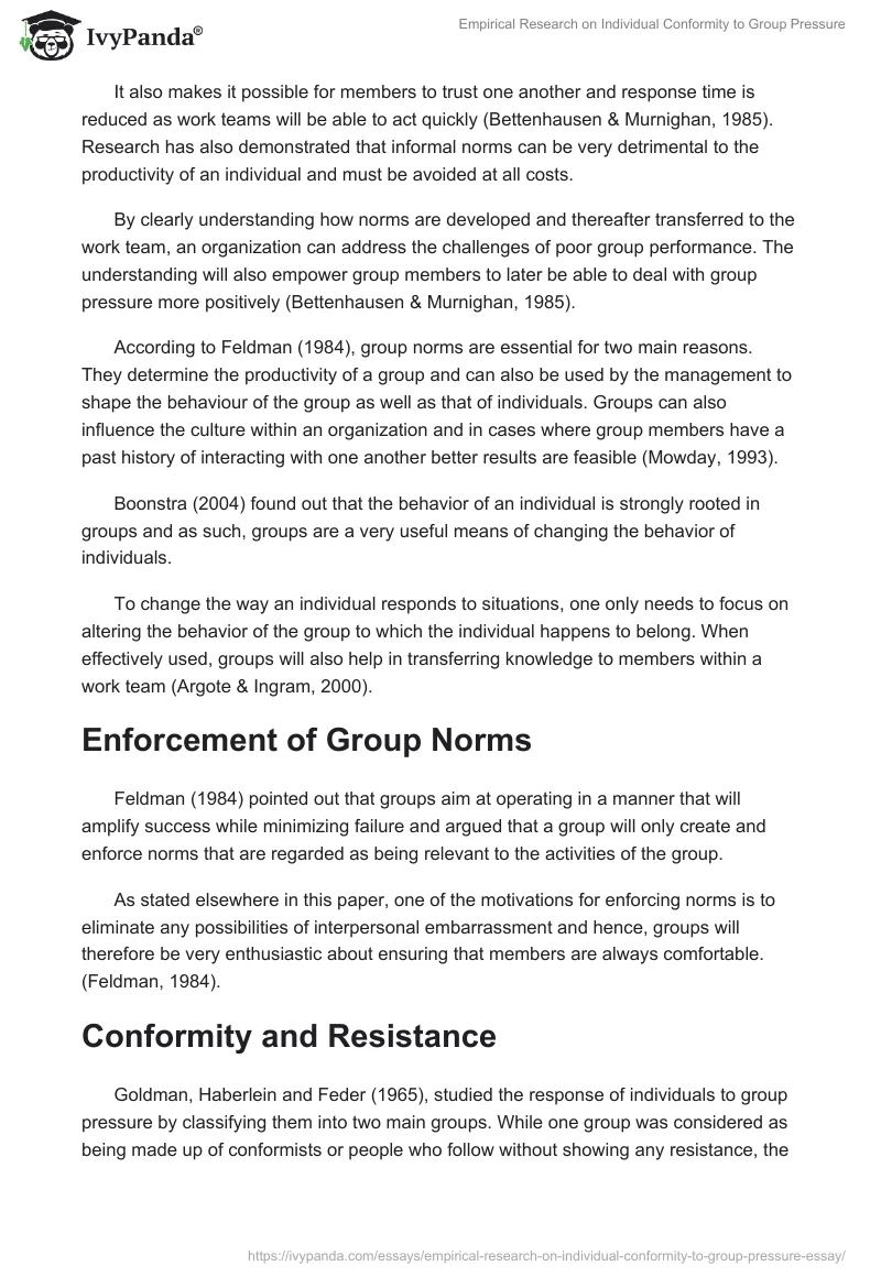 Empirical Research on Individual Conformity to Group Pressure. Page 4