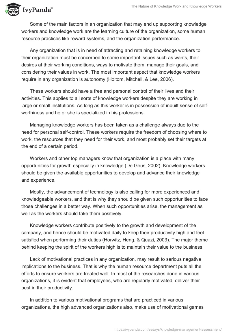 The Nature of Knowledge Work and Knowledge Workers. Page 3