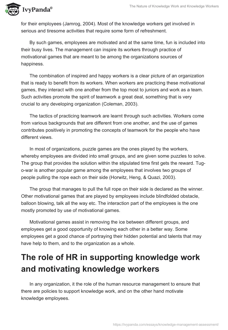 The Nature of Knowledge Work and Knowledge Workers. Page 4