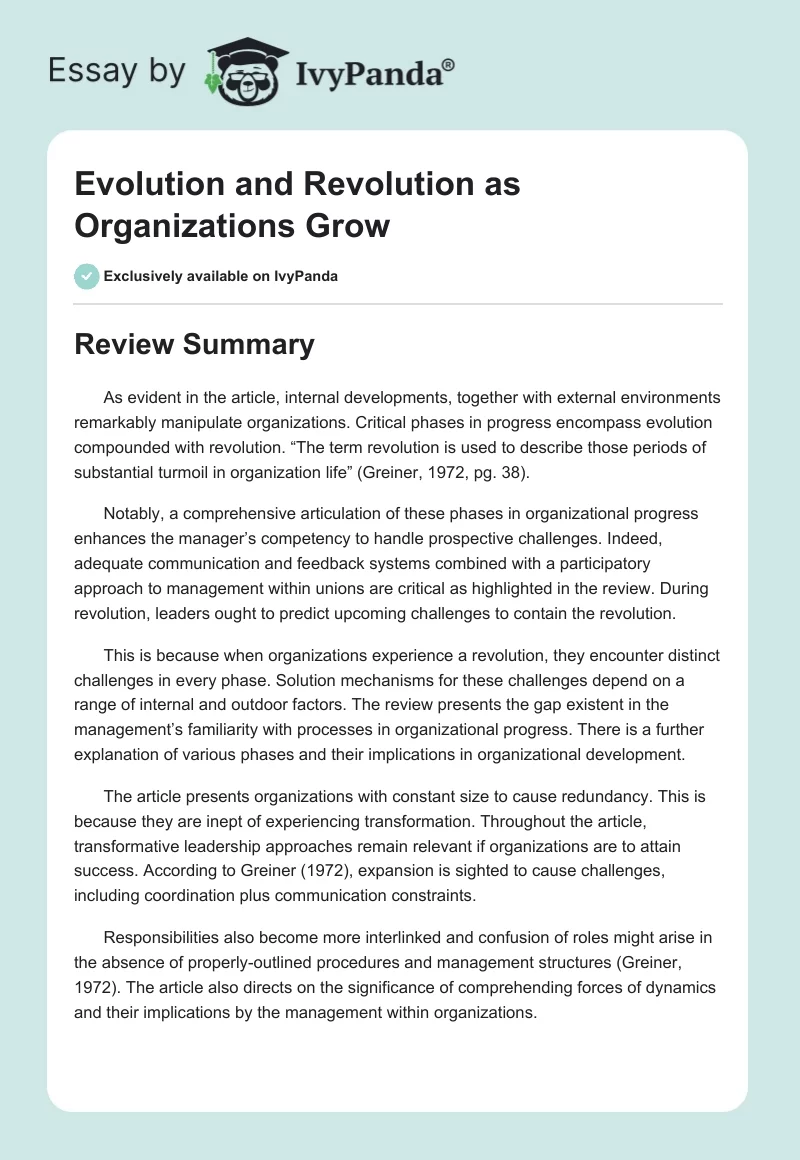 Evolution and Revolution as Organizations Grow. Page 1