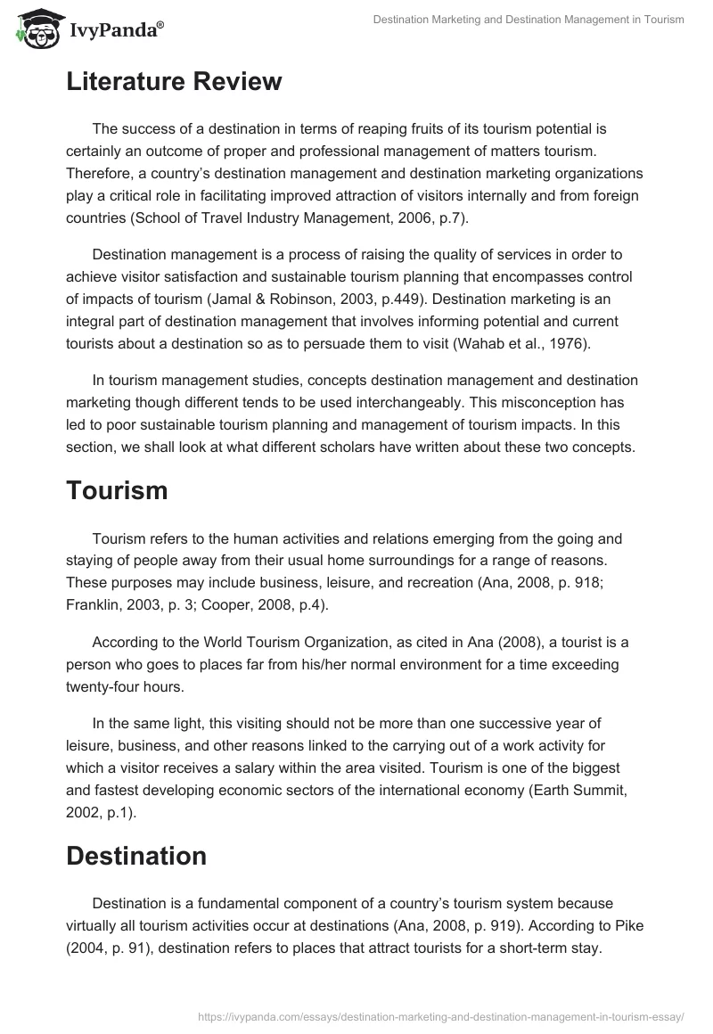 Destination Marketing and Destination Management in Tourism. Page 2