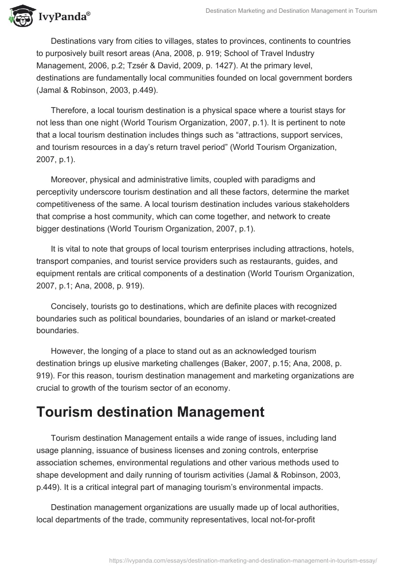 Destination Marketing and Destination Management in Tourism. Page 3