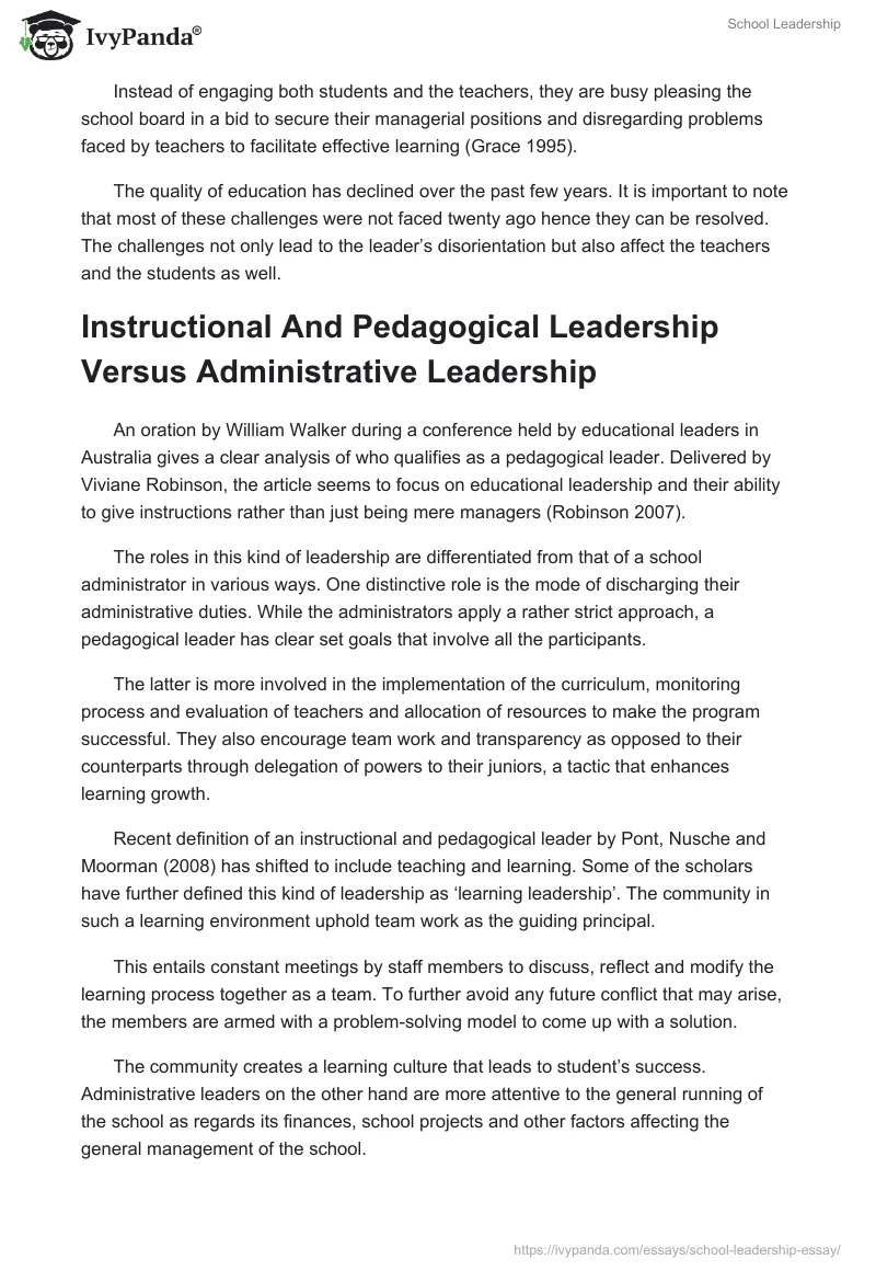 School Leadership. Page 4
