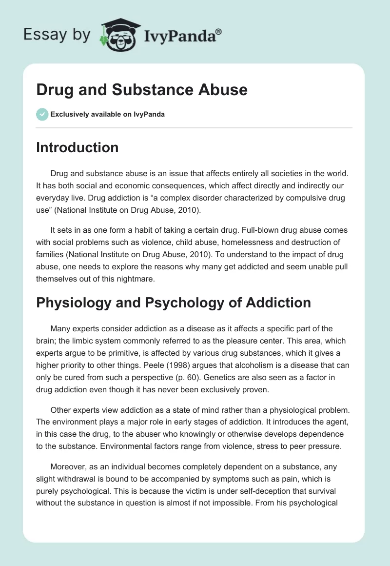 Drug and Substance Abuse. Page 1