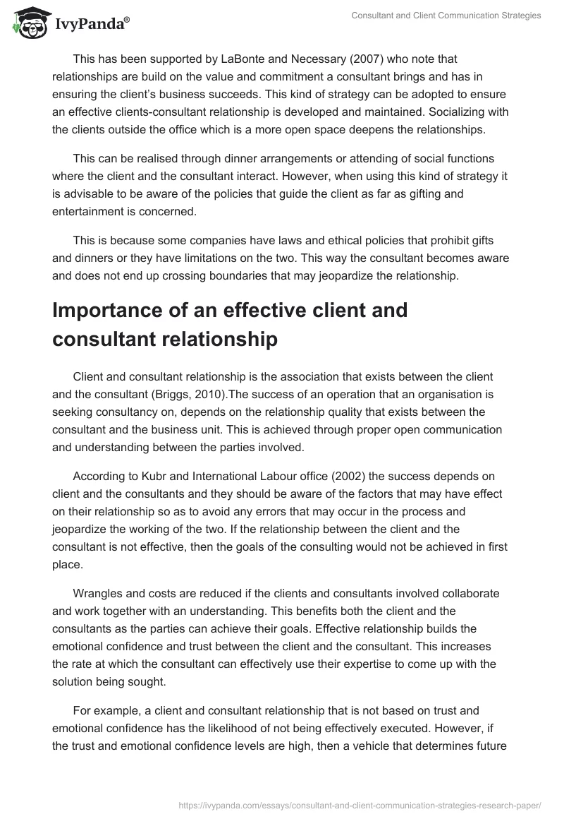 Consultant and Client Communication Strategies. Page 2