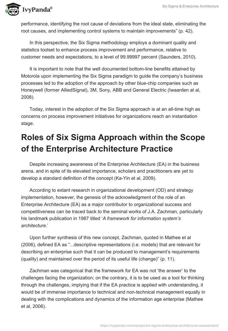 Six Sigma & Enterprise Architecture. Page 3