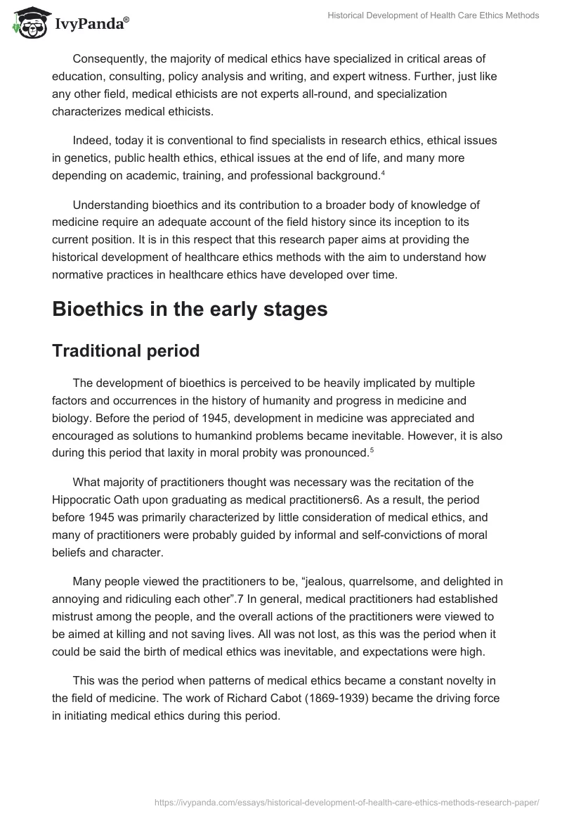 Historical Development of Health Care Ethics Methods. Page 2