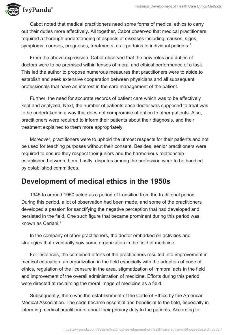 Historical Development of Health Care Ethics Methods. Page 3