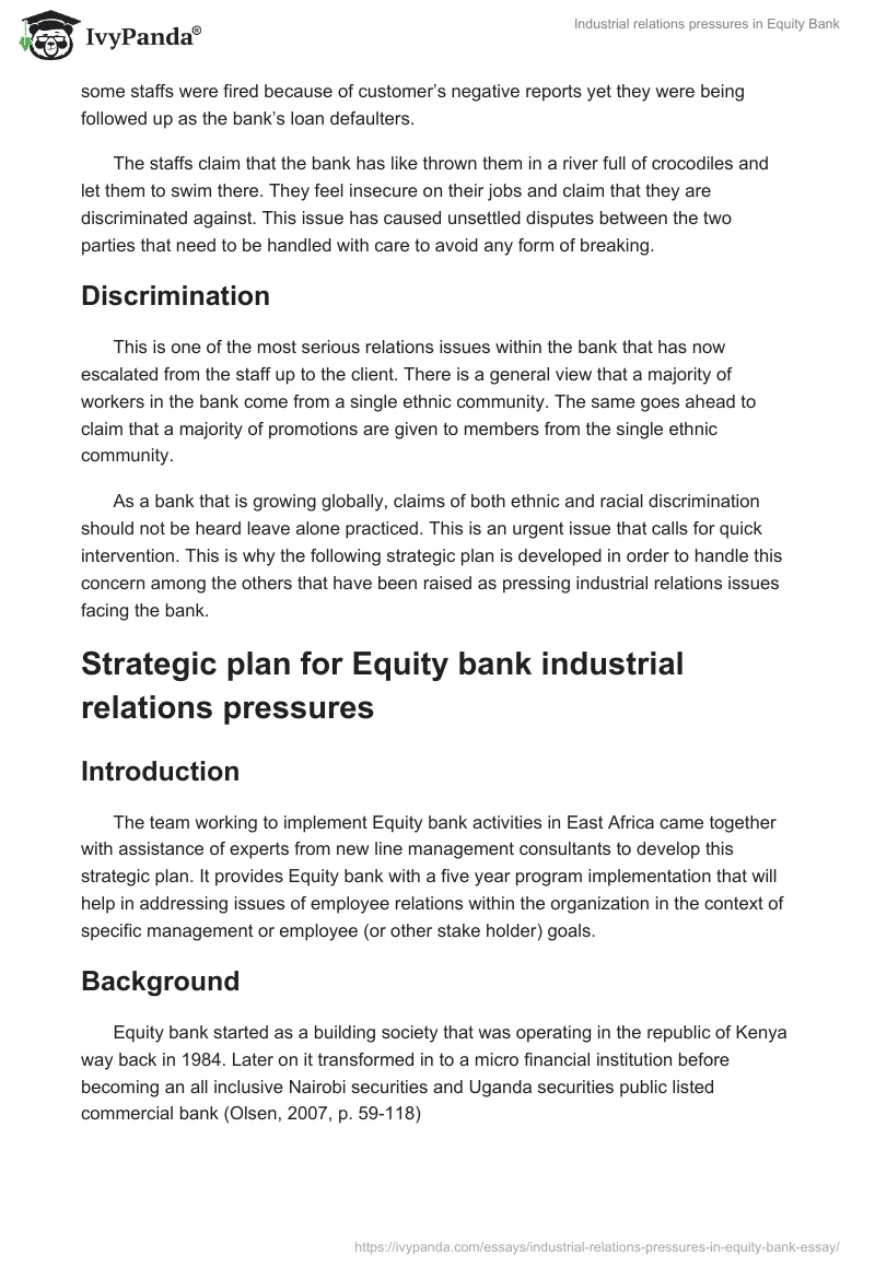 Industrial relations pressures in Equity Bank. Page 5