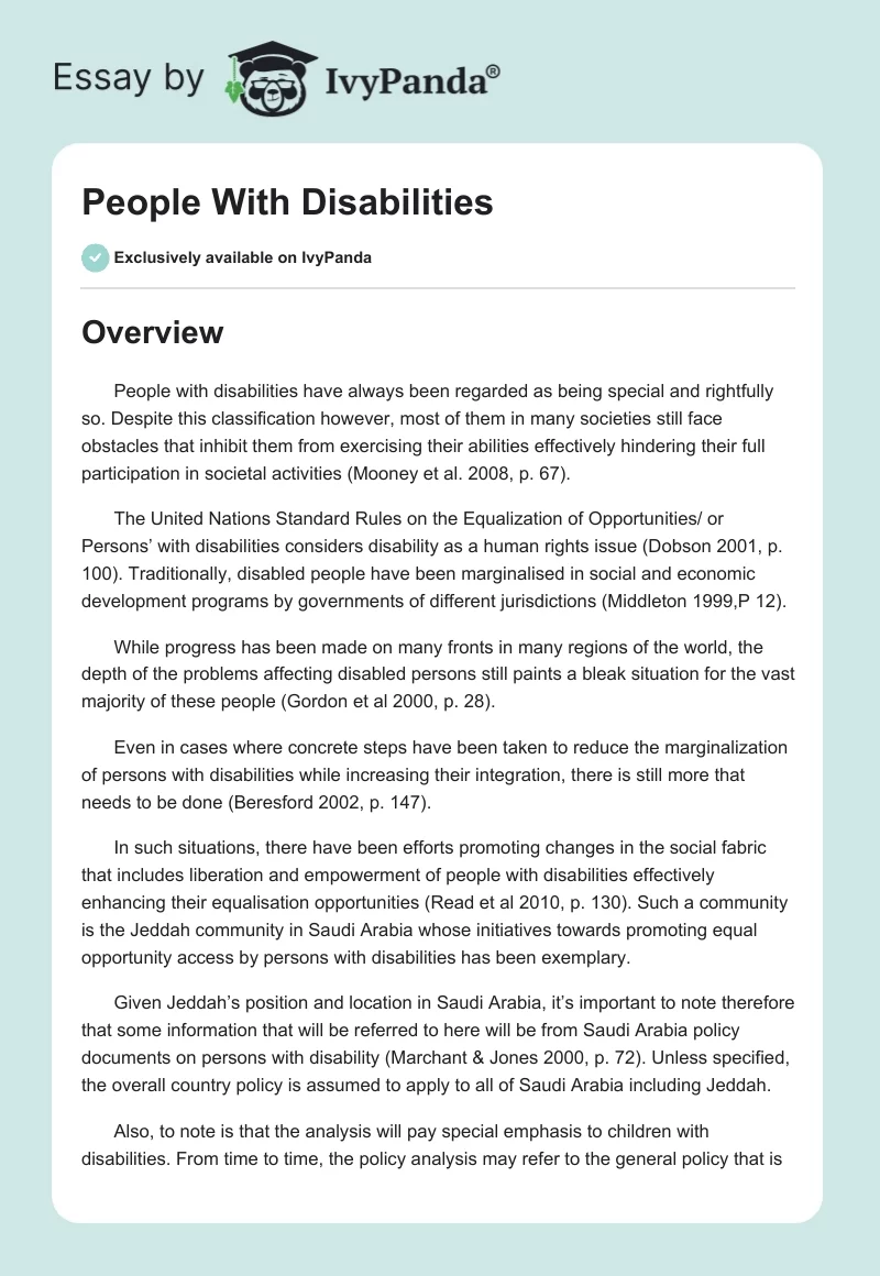 People With Disabilities. Page 1