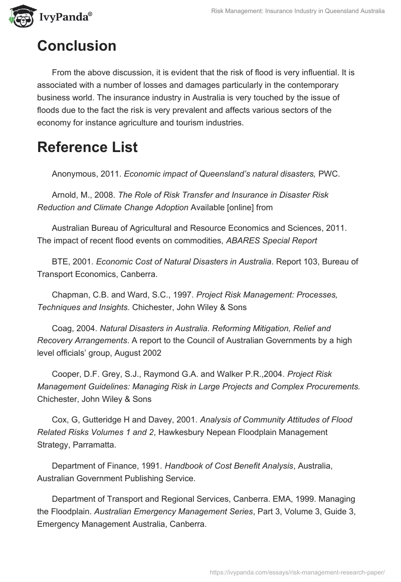 Risk Management: Insurance Industry in Queensland Australia. Page 4